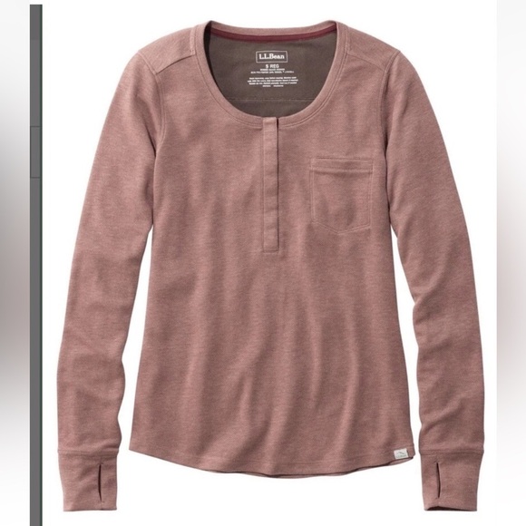 L.L. Bean Thermal Trail Henley Long Sleeve Scoop Sz Small Regular red plum - Picture 1 of 5